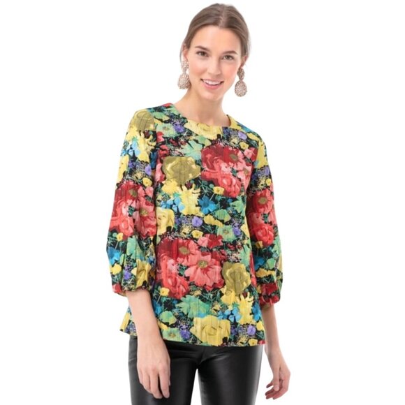 Tuckernuck Multicolor Jackie tapestry jacquard tunic top XXL Floral 3/4 Sleeve - Picture 1 of 14
